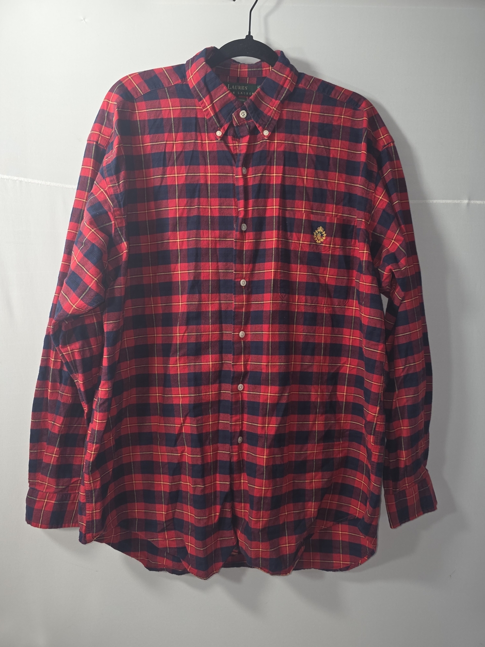 Ralph Lauren Red and Navy Plaid Button-Down Shirt